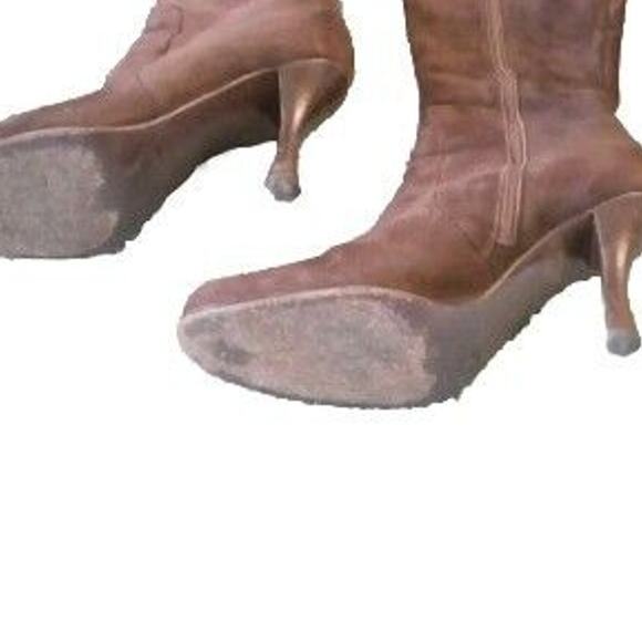 Charles David Vero Cuoio Brown Suede Boots 37.5 Italy, Sz 7 US 2" Heel Zipper - Picture 7 of 7